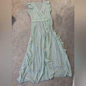 Elegant Mint Green Ruffle Dress